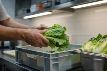 sałata w kuchni restauracyjnej